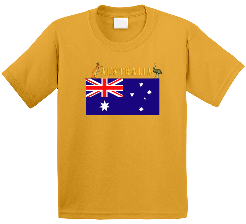 Flag - Australia W Roo And Emu W Txt T Shirt