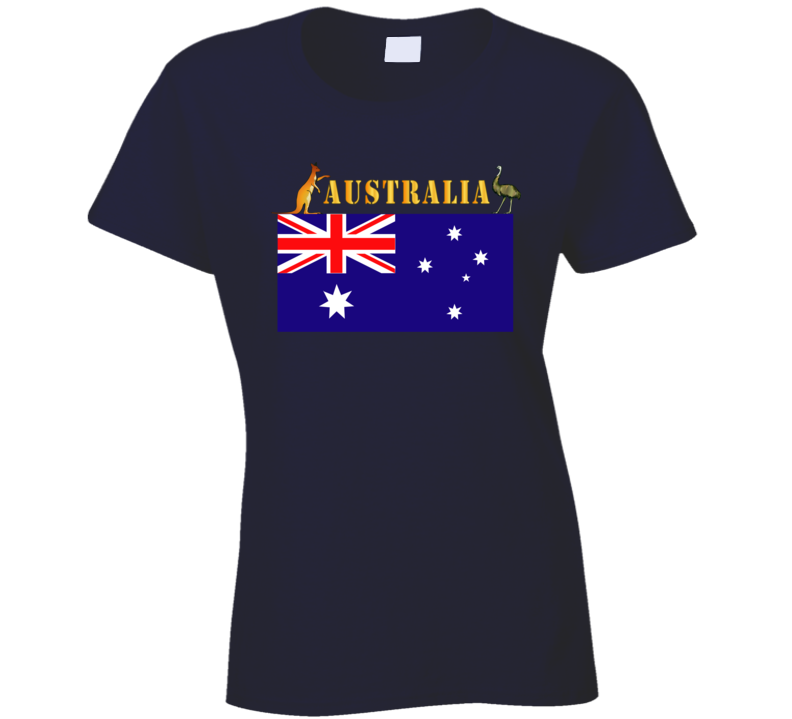 Flag - Australia W Roo And Emu W Txt T Shirt