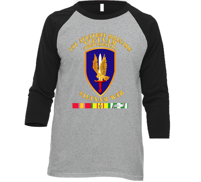 Army - 1st Aviation Brigade (provisional) - Vietnam War W Svc Baseball Raglan T Shirt