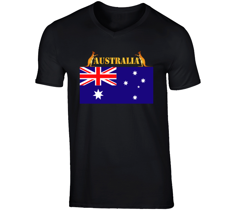 Flag - Australia w 2 Roo w Txt T Shirt