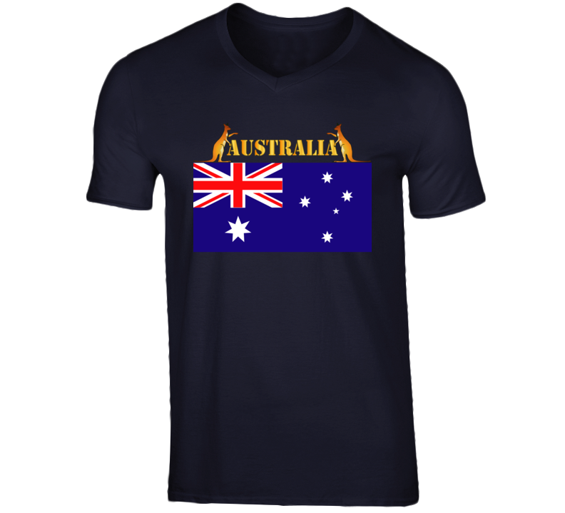 Flag - Australia w 2 Roo w Txt T Shirt