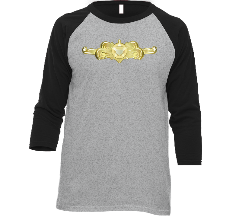 Uscg - Cutterman Badge - Officer - Gold Wo Txt Baseball Raglan T Shirt