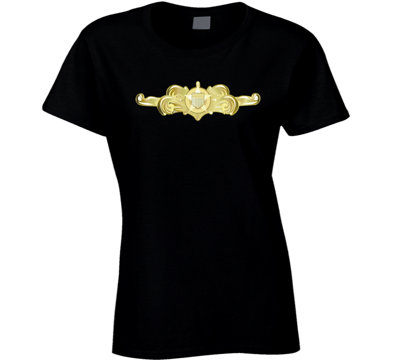 Uscg - Cutterman Badge - Officer - Gold Wo Txt Ladies T Shirt