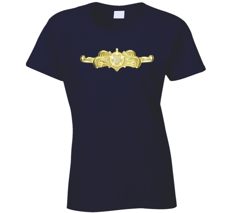 Uscg - Cutterman Badge - Officer - Gold Wo Txt Ladies T Shirt