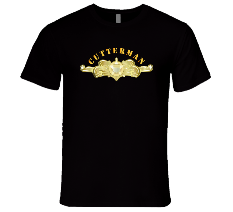 Uscg - Cutterman Badge - Officer - Gold W Top Txt Premium T Shirt