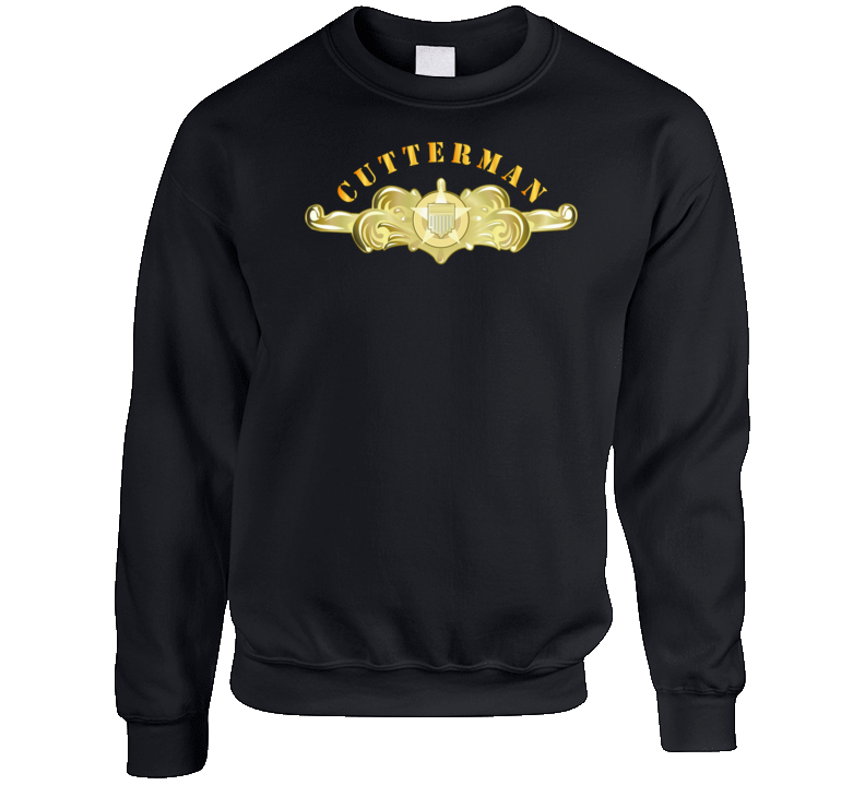 Uscg - Cutterman Badge - Officer - Gold W Top Txt Sweatshirt T Shirt