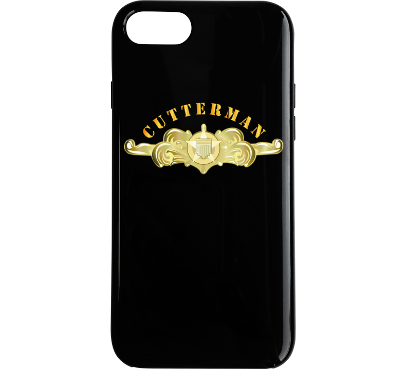 Uscg - Cutterman Badge - Officer - Gold W Top Txt Phone Case