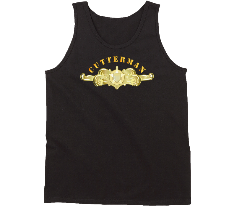 Uscg - Cutterman Badge - Officer - Gold W Top Txt Tanktop