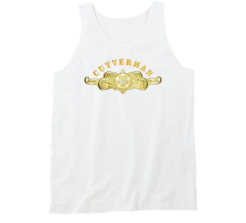 Uscg - Cutterman Badge - Officer - Gold W Top Txt Tanktop