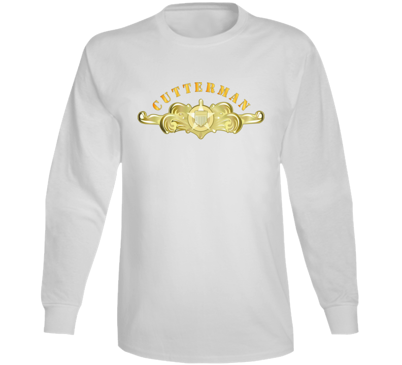 Uscg - Cutterman Badge - Officer - Gold W Top Txt Long Sleeve