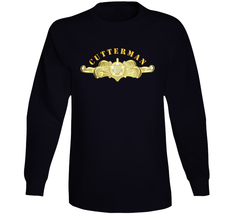 Uscg - Cutterman Badge - Officer - Gold W Top Txt Long Sleeve