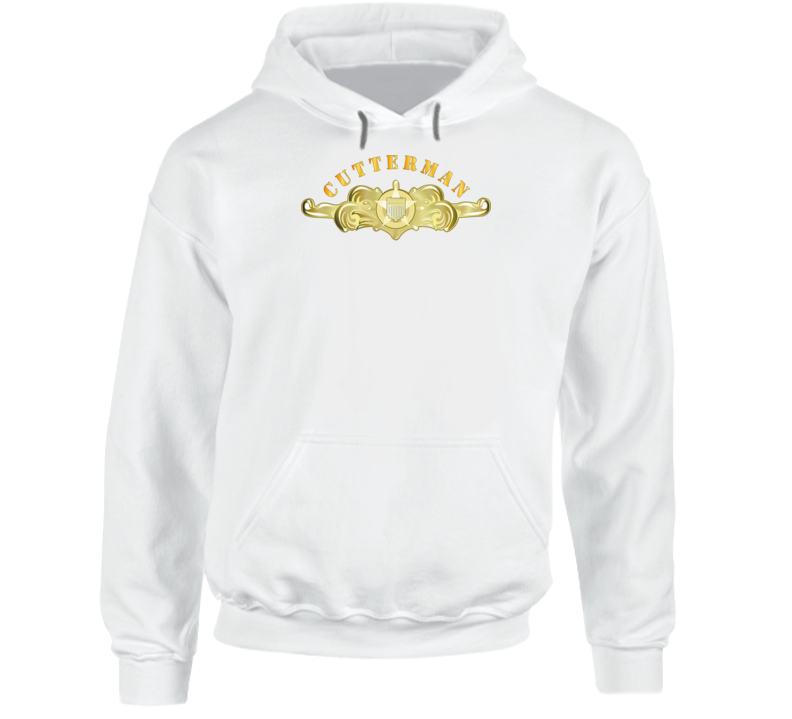 Uscg - Cutterman Badge - Officer - Gold W Top Txt Hoodie