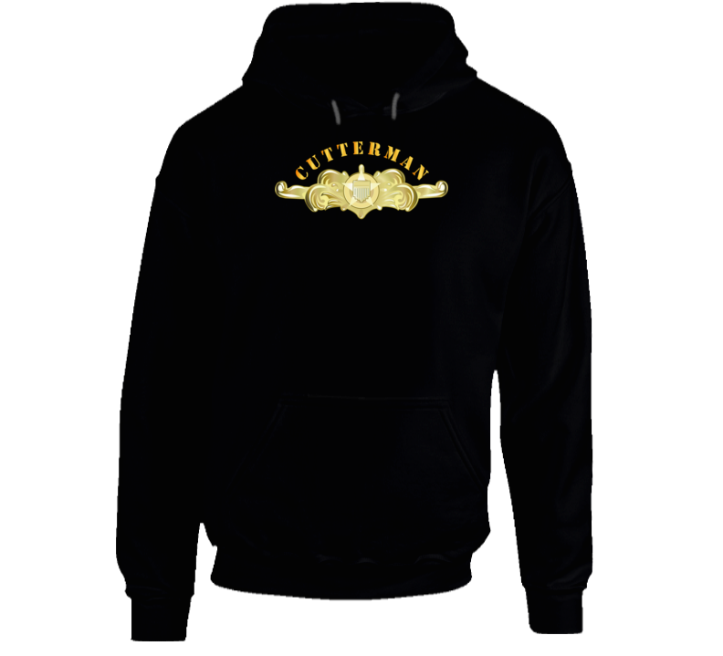 Uscg - Cutterman Badge - Officer - Gold W Top Txt Hoodie