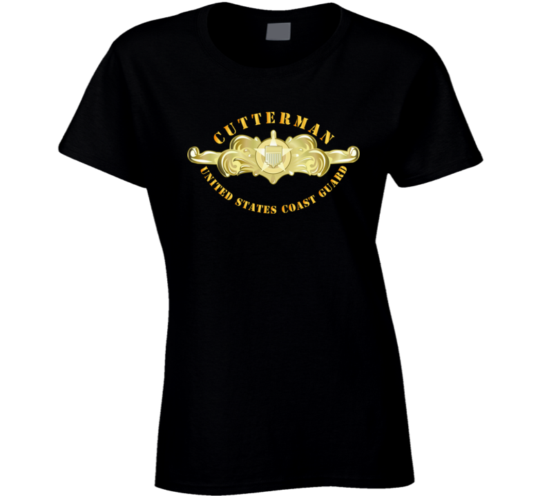 Uscg - Cutterman Badge - Officer - Gold Ladies T Shirt