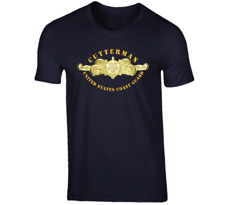 Uscg - Cutterman Badge - Officer - Gold T Shirt