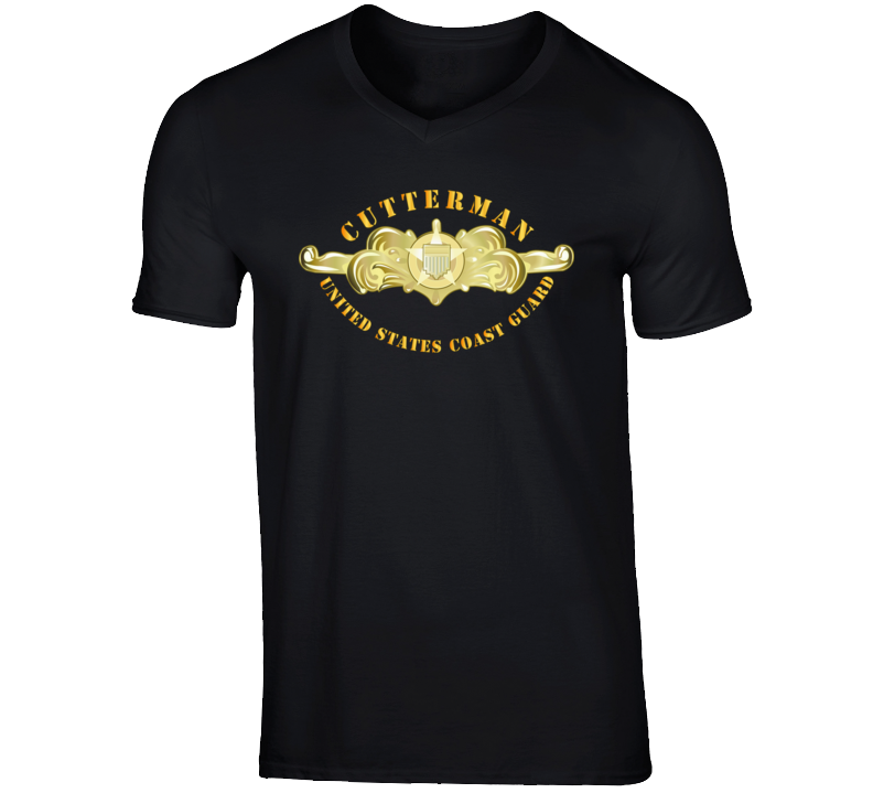 Uscg - Cutterman Badge - Officer - Gold T Shirt