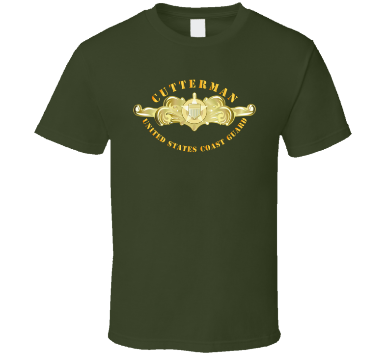 Uscg - Cutterman Badge - Officer - Gold T Shirt