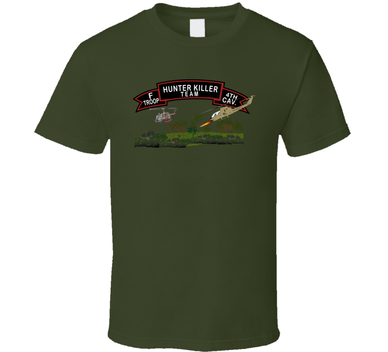 Army - F Troop 4th Cav - Hunter Killer W Aircraft T Shirt