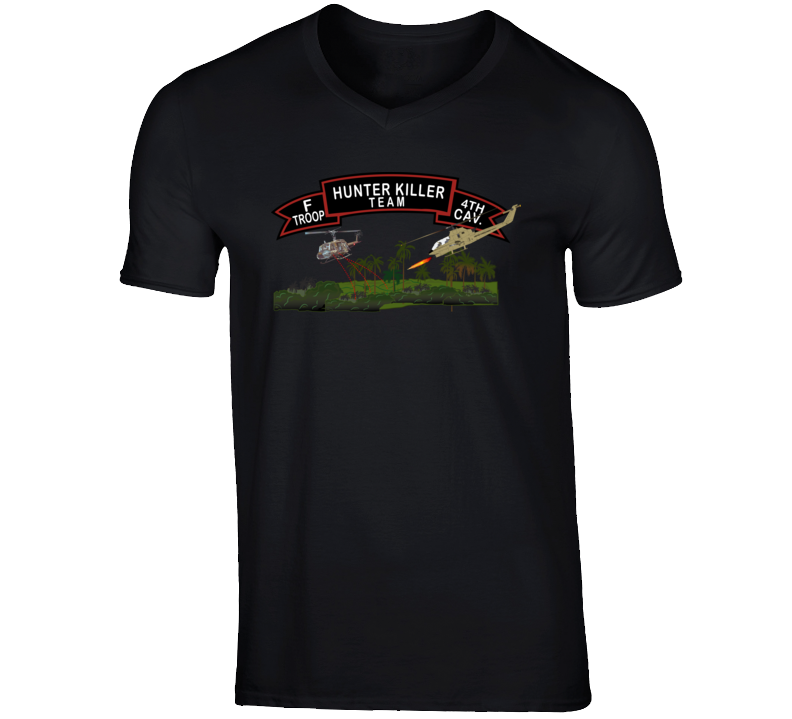 Army - F Troop 4th Cav - Hunter Killer W Aircraft V-neck