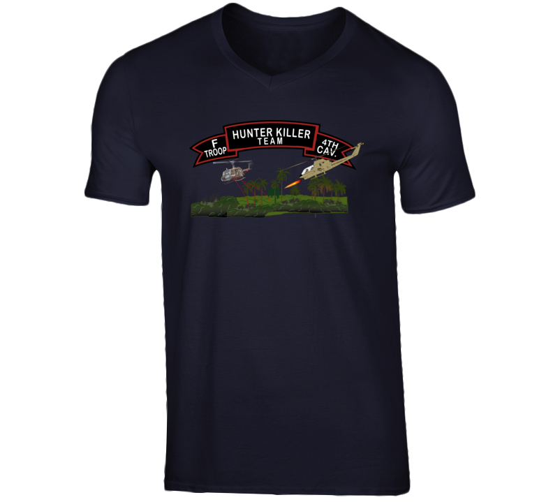Army - F Troop 4th Cav - Hunter Killer W Aircraft V-neck