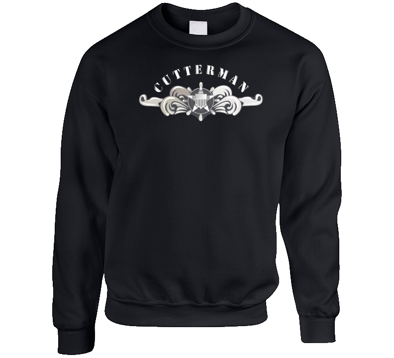 Uscg - Cutterman Badge - Enlisted  - Silver W Top Txt Sweatshirt T Shirt