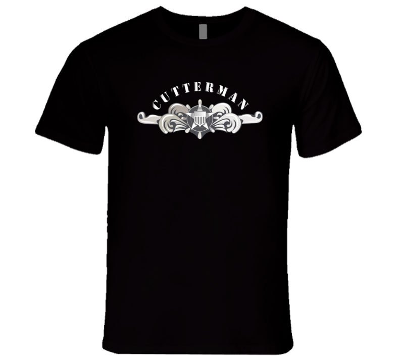 Uscg - Cutterman Badge - Enlisted  - Silver W Top Txt Premium T Shirt