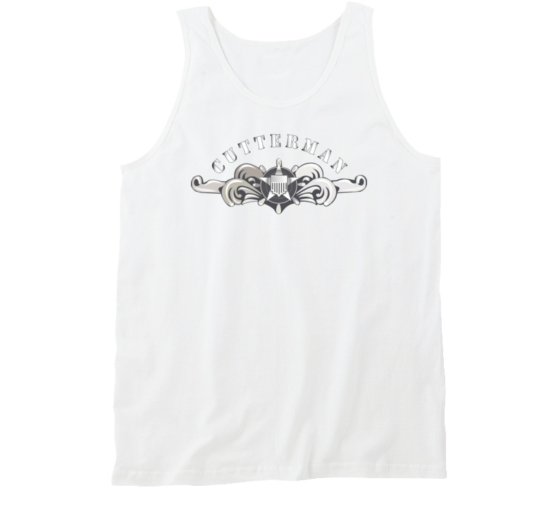 Uscg - Cutterman Badge - Enlisted  - Silver W Top Txt Tanktop