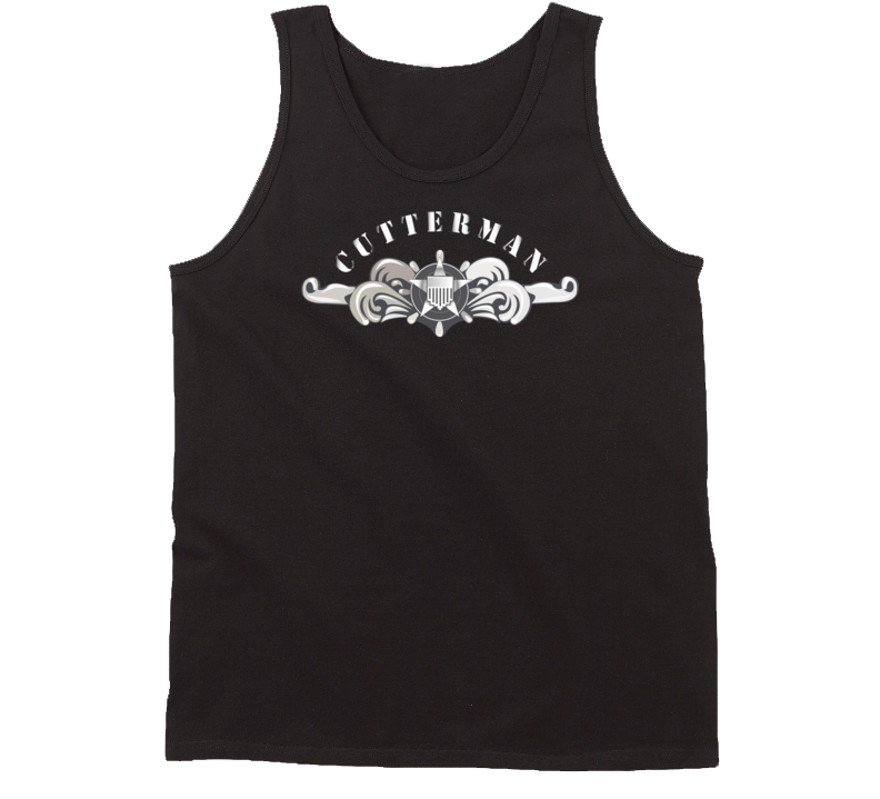 Uscg - Cutterman Badge - Enlisted  - Silver W Top Txt Tanktop