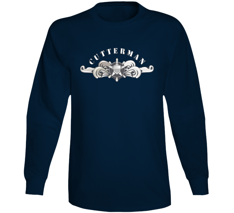 Uscg - Cutterman Badge - Enlisted  - Silver W Top Txt Long Sleeve