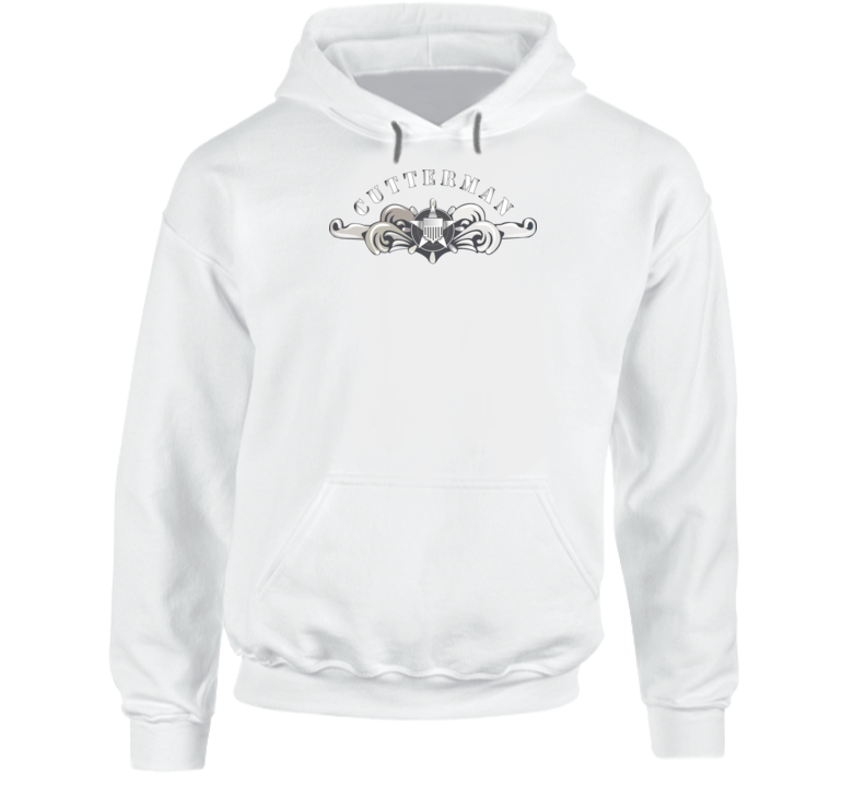 Uscg - Cutterman Badge - Enlisted  - Silver W Top Txt Hoodie
