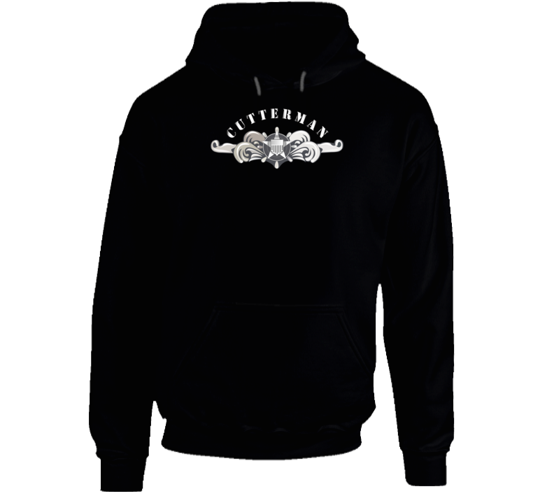 Uscg - Cutterman Badge - Enlisted  - Silver W Top Txt Hoodie