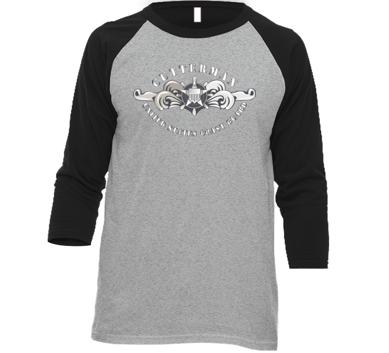 Uscg - Cutterman Badge - Enlisted - Silver Baseball Raglan T Shirt