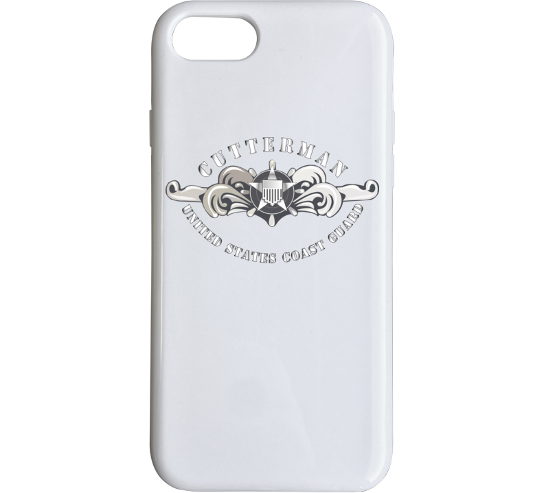 Uscg - Cutterman Badge - Enlisted - Silver Phone Case