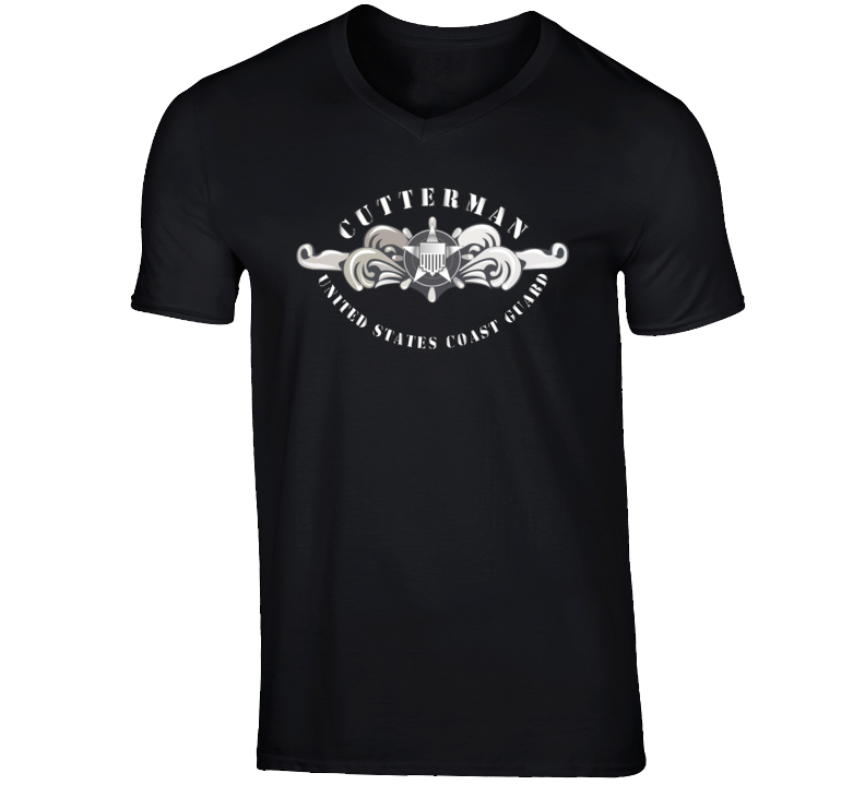 Uscg - Cutterman Badge - Enlisted - Silver T Shirt