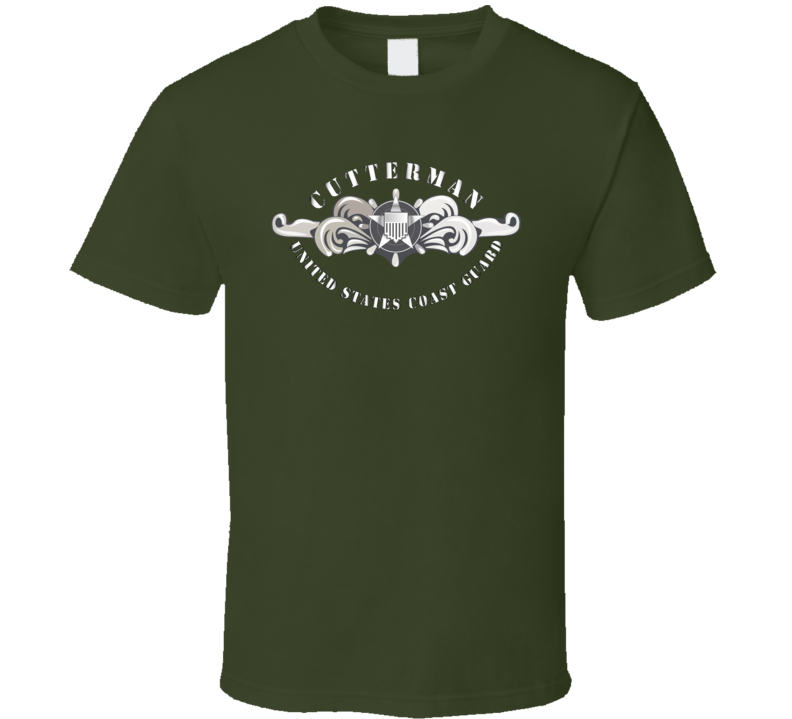 Uscg - Cutterman Badge - Enlisted - Silver T Shirt