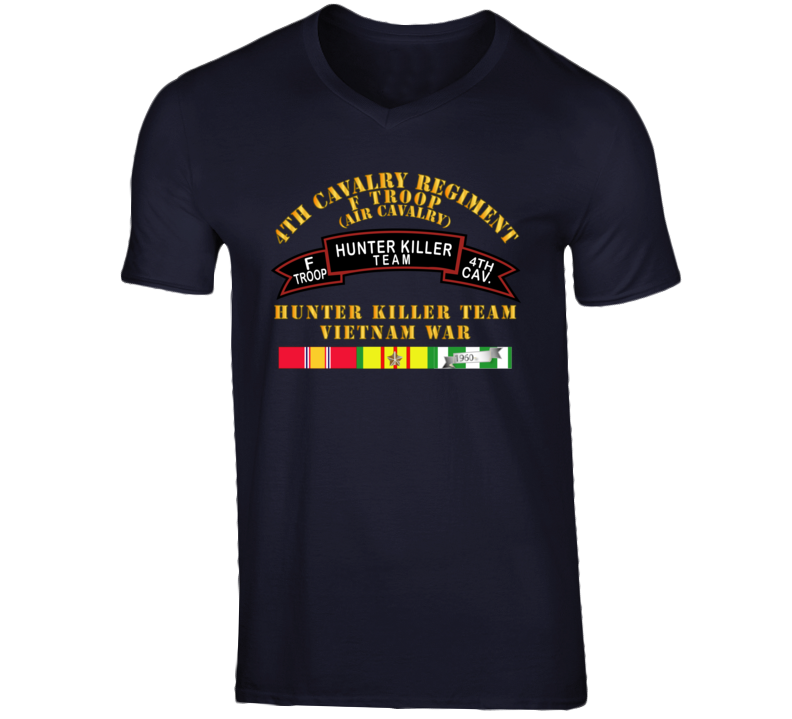 Army - F Troop 4th Cav - Hunter Killer W Vietnam War Svc V-neck