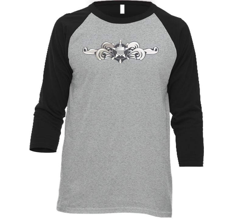 Uscg - Cutterman Badge - Enlisted  - Silver  Wo Txt Baseball Raglan T Shirt