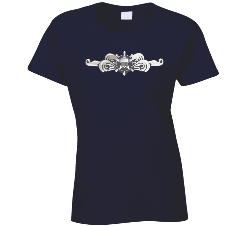 Uscg - Cutterman Badge - Enlisted  - Silver  Wo Txt Ladies T Shirt