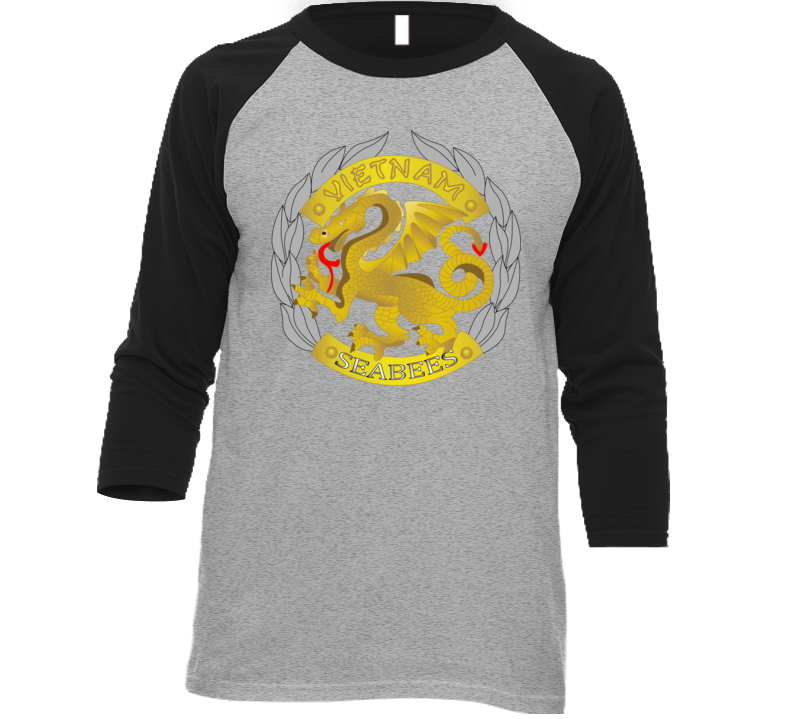 Navy - Seabees Medal Wo Txt Baseball Raglan T Shirt