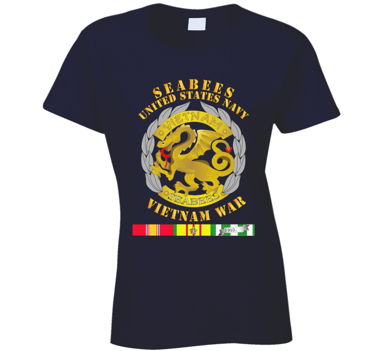 Navy - Seabees Medal - Vietnam War W Svc Ladies T Shirt