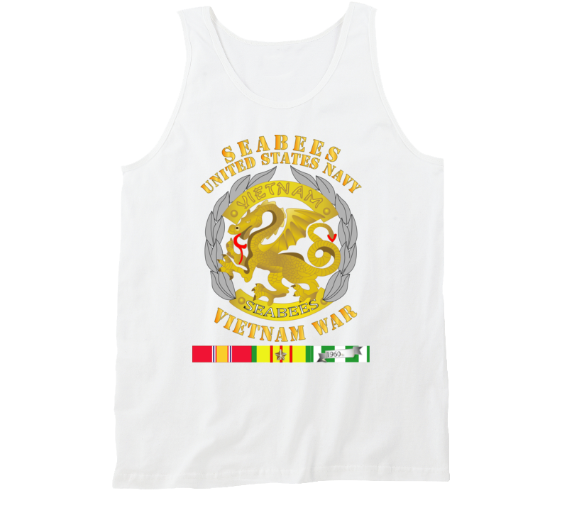 Navy - Seabees Medal - Vietnam War W Svc Tanktop
