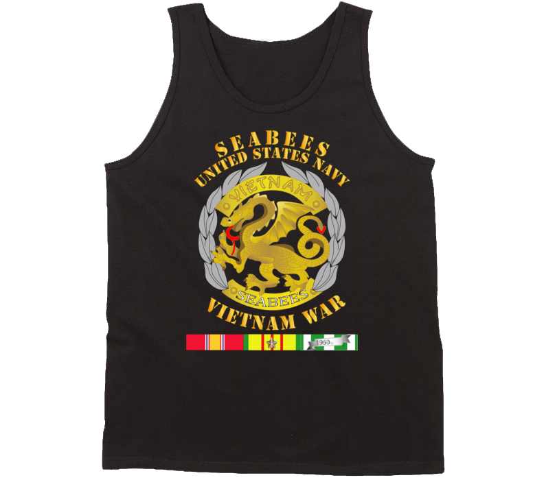 Navy - Seabees Medal - Vietnam War W Svc Tanktop