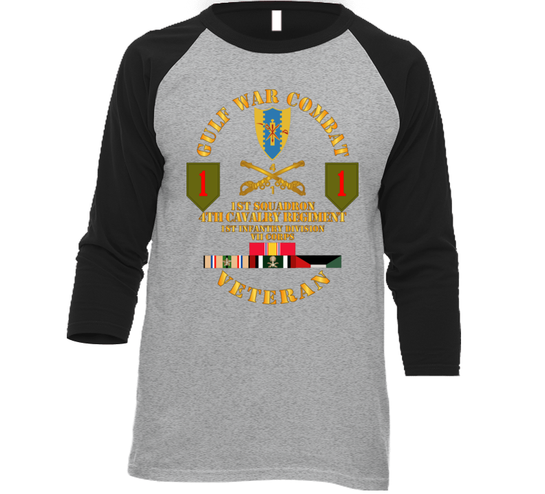 Army - Gulf War Combat Cavalry Vet W  1st Squadron - 4th Cav - 1st Id Baseball Raglan T Shirt