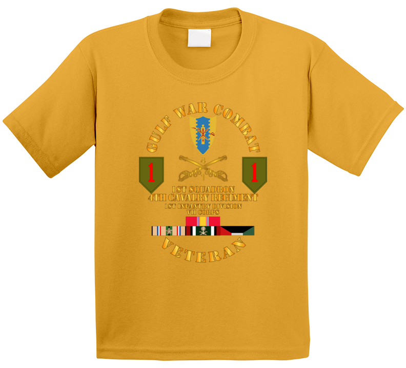 Army - Gulf War Combat Cavalry Vet W  1st Squadron - 4th Cav - 1st Id Kids T Shirt