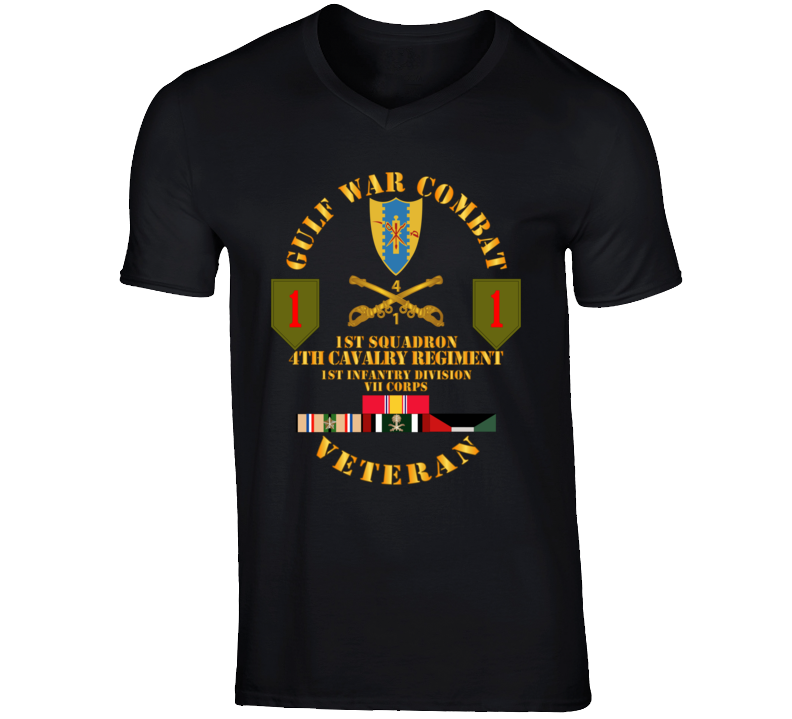 Army - Gulf War Combat Cavalry Vet W  1st Squadron - 4th Cav - 1st Id V-neck