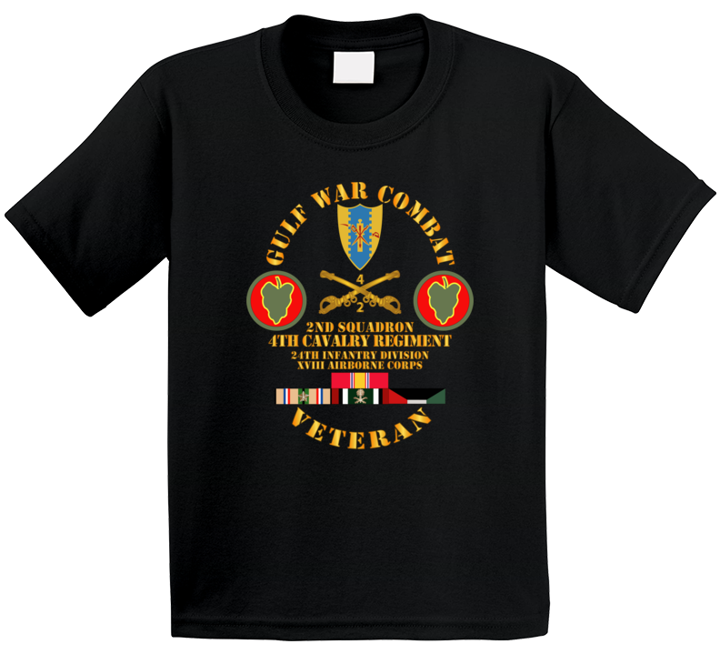 Army - Gulf War Combat Cavalry Vet W  2nd Squadron - 4th Cav - 24th Id - Xviii Abn Corps Kids T Shirt