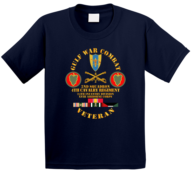 Army - Gulf War Combat Cavalry Vet W  2nd Squadron - 4th Cav - 24th Id - Xviii Abn Corps Kids T Shirt