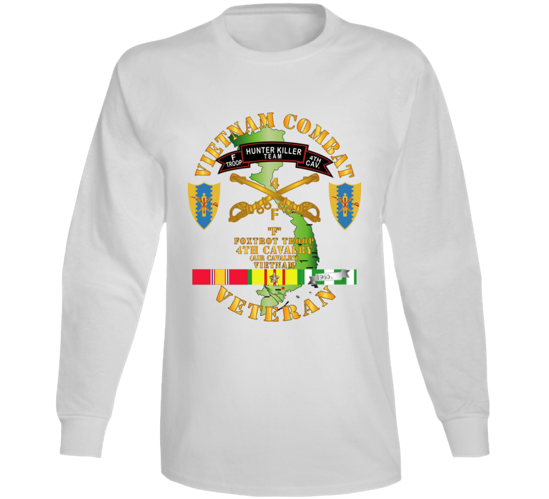 Army - Vietnam Combat Veteran - F Troop 4th Cav Hunt Kill W Svc Long Sleeve
