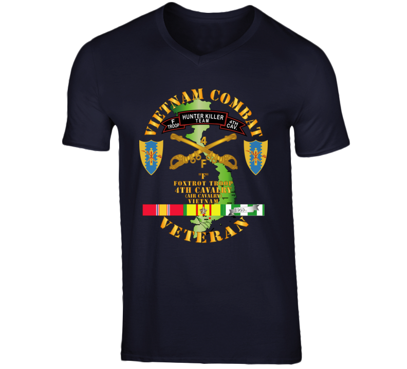 Army - Vietnam Combat Veteran - F Troop 4th Cav Hunt Kill W Svc V-neck