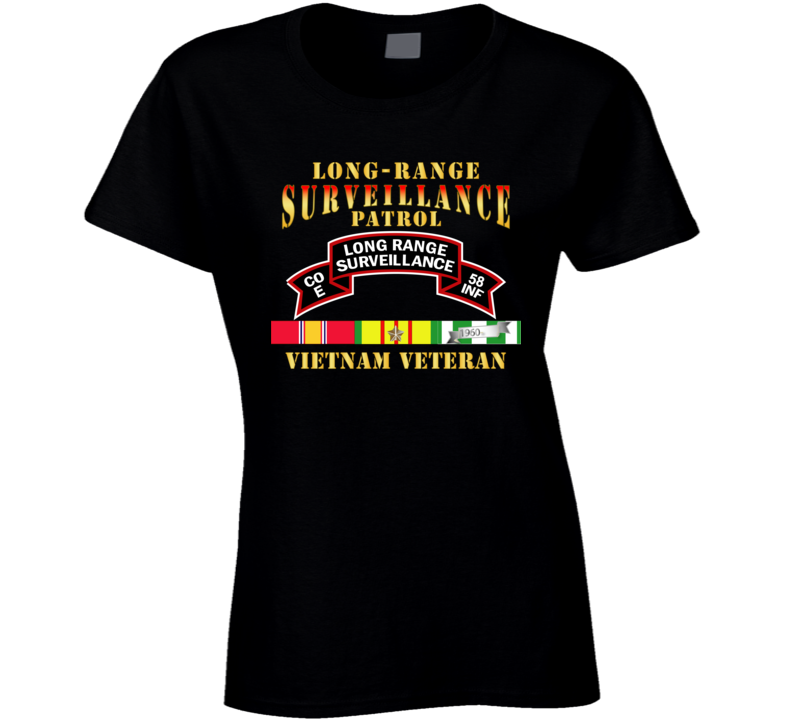 Army - E Co 58th Infantry (ranger) Scroll - Lrrp W Vn Svc Ladies T Shirt